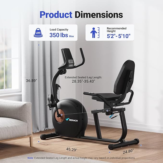 MERACH Recumbent Exercise Bikes for Home with Smart Bluetooth Equipment Exercise Bikes App,LCD,Heart Rate Handle Stationary Bikes for Home, Magnetic Recumbent Exercise Bike for Seniors Gym S08/S23