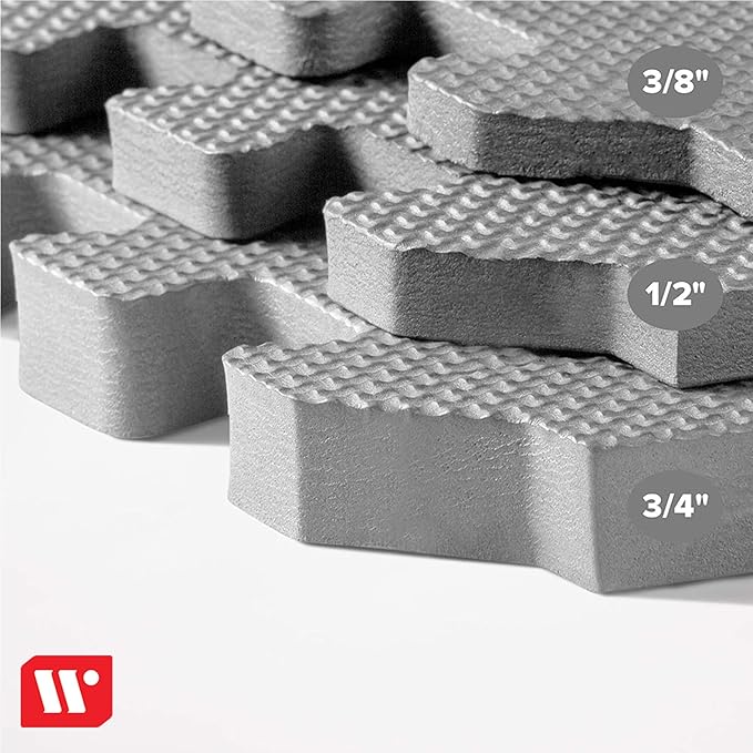 We Sell Mats 3/8" Thick Multipurpose EVA Foam Exercise Floor Mat, Interlocking Tiles, Anti-Fatigue for Home or Gym