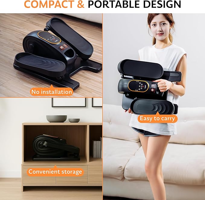 Under Desk Elliptical Exercise Machine, Electric Leg Exerciser with 12 Speeds, Forward & Reverse Modes,Quiet Compact Seated Pedal Stepper Machine with Remote Control for Seniors & Adults