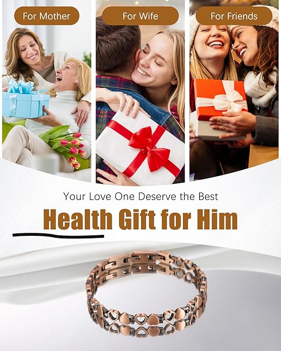 Copper Bracelets & Rings for Women, Copper Magnetic Bracelet for Women