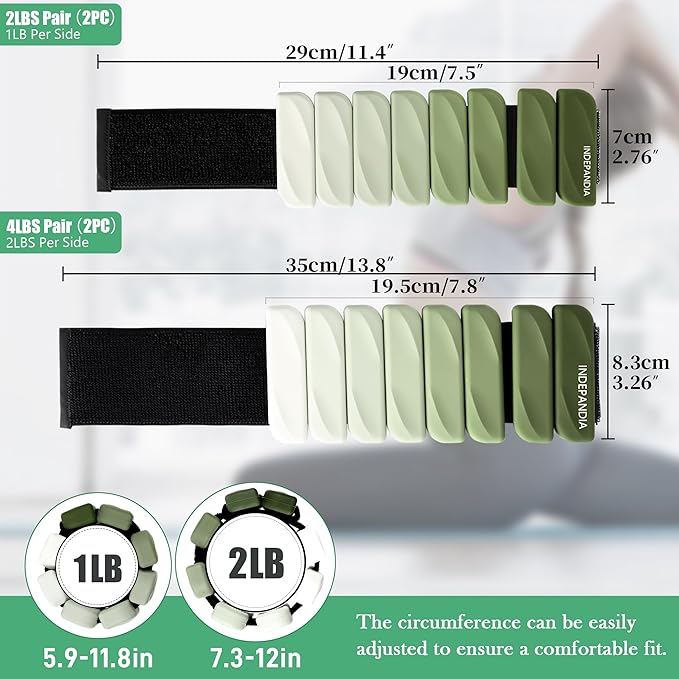 Wrist & Ankle Weights for Women and Men, 2lbs/4lbs Pairs Adjustable Silicone Weighted Bangles for Arm & Leg Workouts, Perfect for Pilates, Barre, Yoga, Walking & Home Fitness 24055