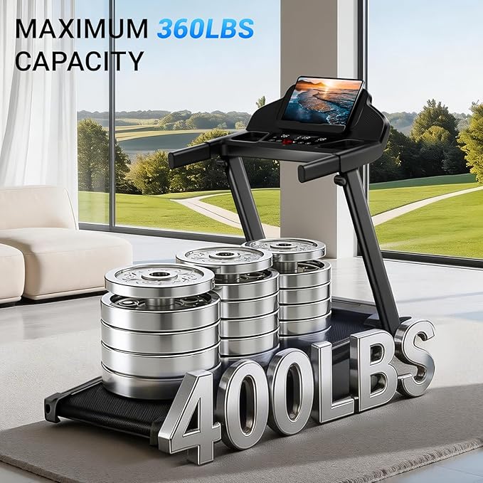 Treadmills for Home with 16% Incline & Led Screen, 7-Layer Shock-Absorbing Foldable Treadmill with Handle Bar for Convenient Storage, 3.0HP Walking Pad Treadmill Up to 400lbs 0.6-7.0MPH