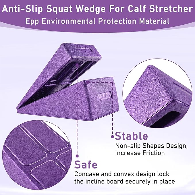 Slant Board Squat Wedge for Calf Stretching，3 Pcs 12" x 6.3" Foot Stretcher Balance Board for Plantar Fasciitis, Adjustable Foam Slant Board Wedge Great for Exercises