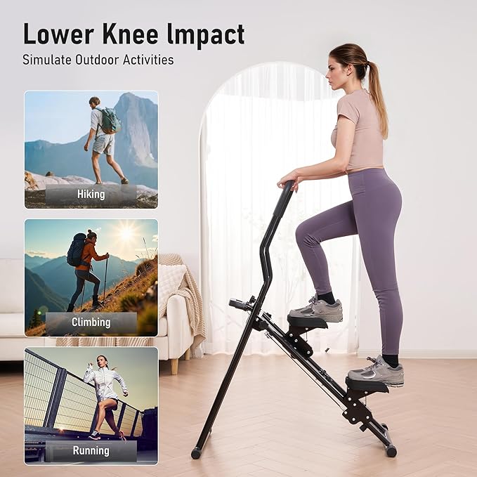 BODIOO Stair Stepper for Home Gym, Stair Climber with Adjustable Handlebar & Dual Incline Pedals, Compact Folding Cardio Exercise Climber for Full-Body Workout
