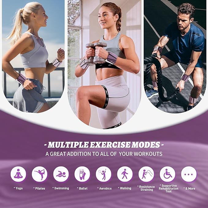 Ankle Weights for Women Wrist Weights Set of 2 (1 lb/2 lb Each) Adjustable Arm Leg Weight for Womens Men Suitable for Walking Swimming Running Pilates Yoga Gym