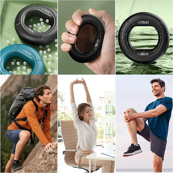 Grip Strength Trainer, Silicone Hand Grip Strengthener Ring for Finger Workout, Rock Climbing, Forearm & Grip Training, Stress Relief Exerciser for Men & Women, Durable Double-Force Design