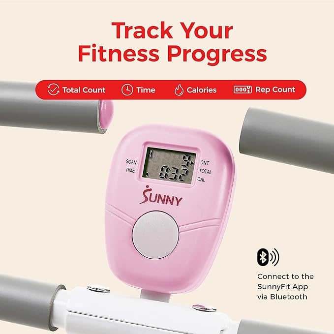 Sunny Health & Fitness Smart Row-N-Ride Glute & Leg Trainer, Foldable Squat Assist Rower with Exclusive SunnyFit App Connection