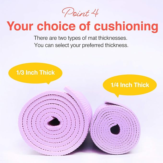 Primasole Yoga Mat with Carry Strap for Yoga Pilates Fitness and Floor Workout at Home and Gym Non-slip 9 colors