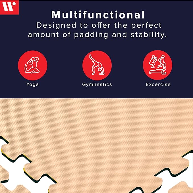 We Sell Mats 3/8" Thick Multipurpose EVA Foam Exercise Floor Mat, Interlocking Tiles, Anti-Fatigue for Home or Gym