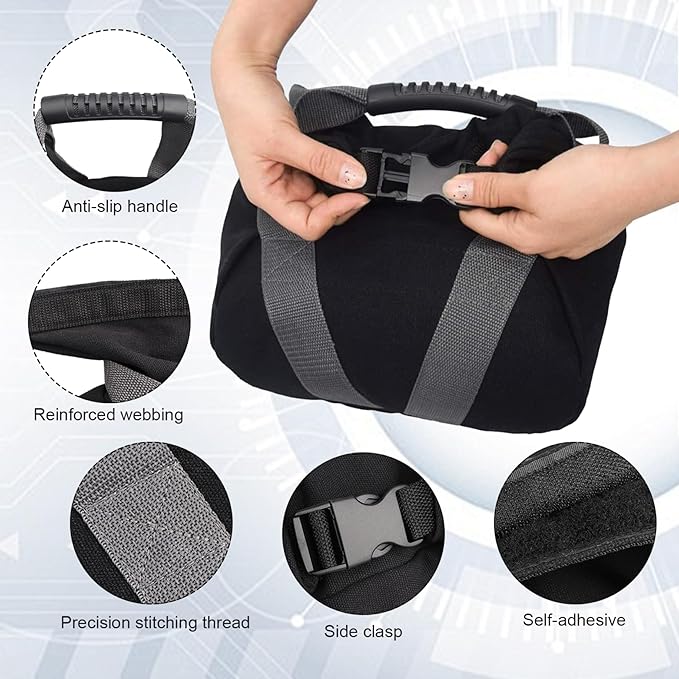 Canvas-Kettlebell-Sandbag, 2Pcs Fitness Sandbags with Non-slip Handle Refillable Portable Canvas Sand Kettlebell Soft Sand Bag for Home Training, Fitness, Yoga Workou