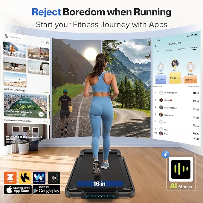 Foldable Treadmill with 10% Incline, 4 in 1 Compact Walking Pad Treadmill with Handle Bar for Home Small Spaces, 3.0HP Portable Quiet Under Desk Treadmills, 320LBS Capacity, Smart APP, LED Display