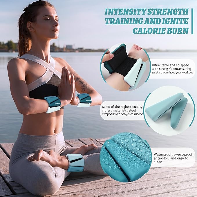 Ankle Weights for Women Wrist Weights Set of 2 (1 lb/2 lb Each) Adjustable Arm Leg Weight for Womens Men Suitable for Walking Swimming Running Pilates Yoga Gym