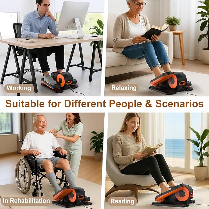 VIVURN® 028 Under Desk Elliptical 12 Speed 5 Modes Motorized Leg Exerciser While Sitting for Seniors As Seen on TV Low Impact Electric Pedal Exerciser with Non-Slip Mat Quiet for Home and Office