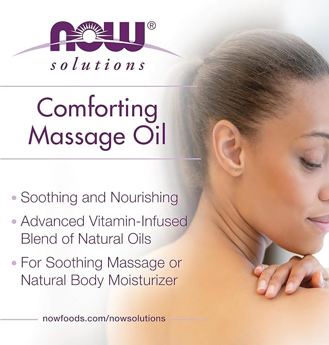 NOW Foods Solutions, Comforting Massage Oil, Vitamin Infused Blend, Soothing and Nourishing, 16-Ounce