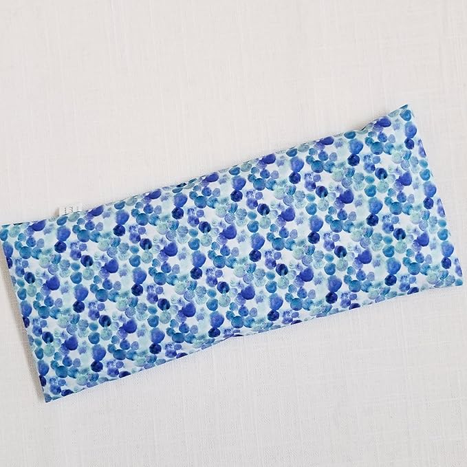 Lavender Eye Pillow with Removable Washable Cover – Handmade Muslin Inner Pillow with Organic Lavender | Blue Dots