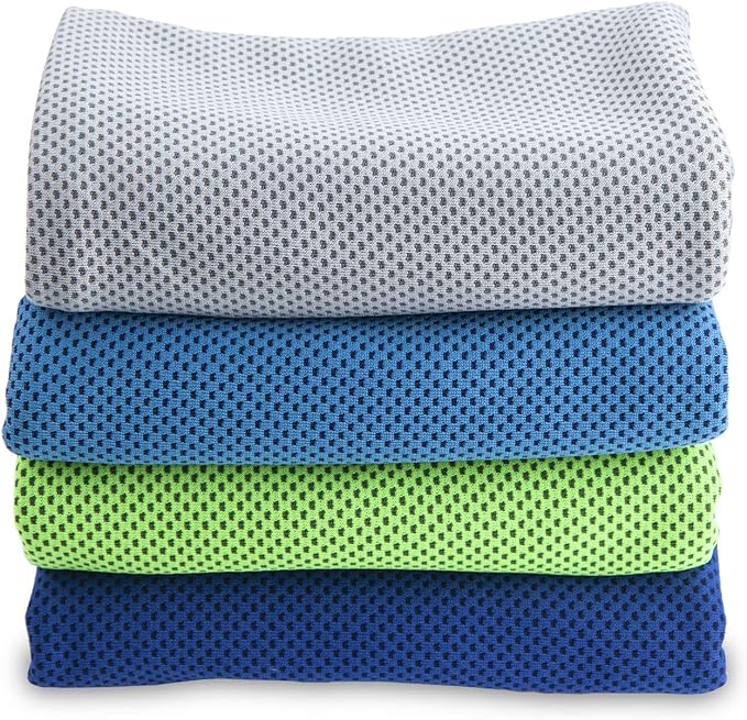 SMALLElectric 8 Packs 40"x 12" Microfiber Multicolor Solid Cooling Towel (Temperature Regulating) for Yoga, Sport, Gym, Workout, Fitness, Running