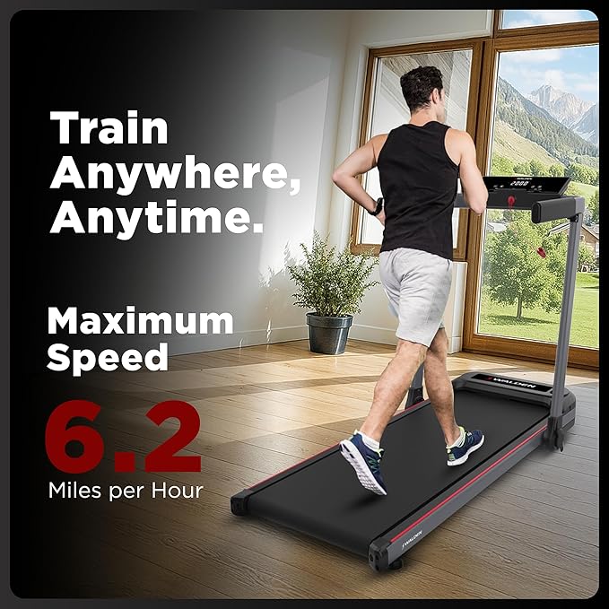 Walden Sports Folding Electric Treadmill with Handle - Portable Running Machine LCD Screen - 6.2mp/h Adjustable Speed