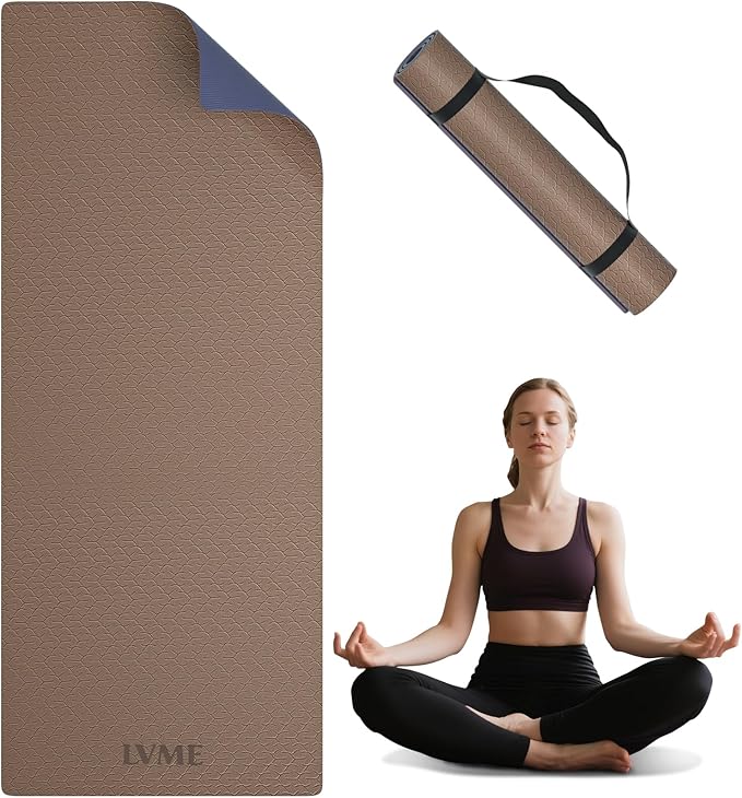 Yoga Mat Non Slip, Anti-Tear 1/4 Thick TPE Yoga Mats for Women and Men, 72"x24" Exercise & Fitness Mat with Carrying Strap, Workout Mats for Yoga, Pilates and Floor Exercise