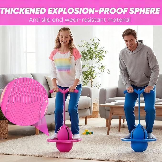 2026 Balance Jumping Ball, Balance Pogo Ball, Pogo Jumper with Handle and Ball Pump, High Jump Toy Bounce Jump Trick Board Pogo Bouncing Ball Safe and Fun Pogo Stick for Adults