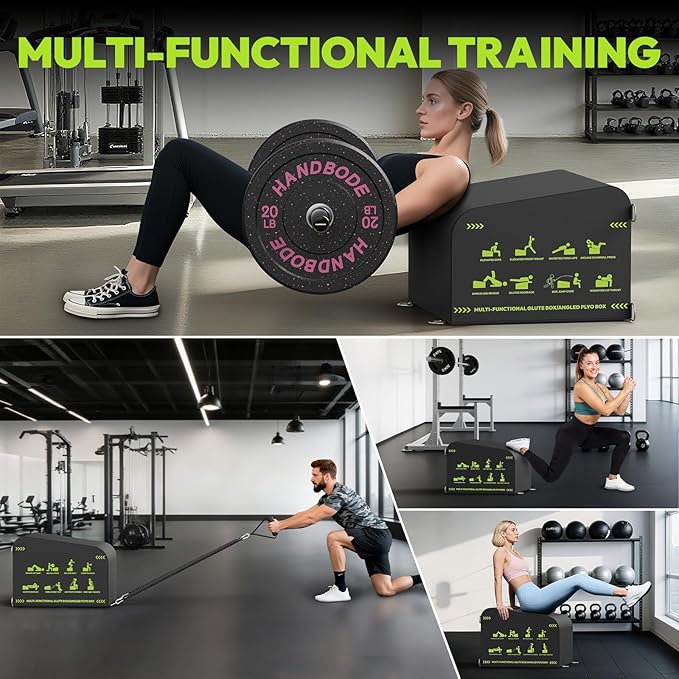 Hip Thrust Bench, Multi-Functional Slip-Free Hip Thrust Machine for Glute Bridge, Box Jump, Push-Ups, Squat, Ab Exercise, Suitable for Home & Gym