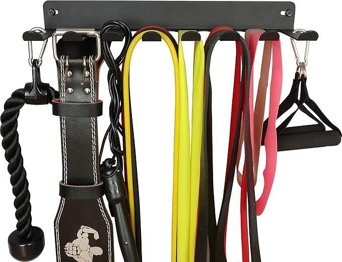 Multi-Purpose Gym Storage Rack Resistance Bands Hook Home Gym Accessories Storage Fitness Bands Rack Heavy Duty Rack for Resistance Bands, Straps, Jump Ropes, Foam Rollers, Chains
