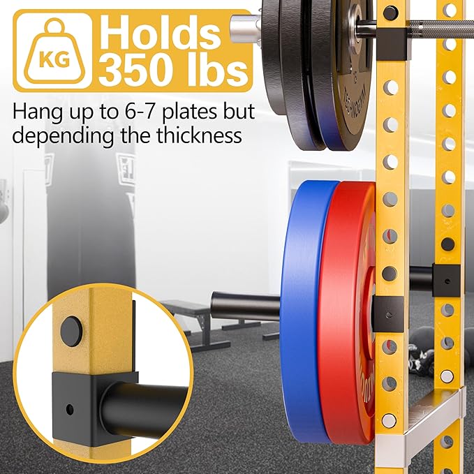 Weight Plate Holder, Weight Rack Storage for 2x2 Power Rack Attachments with 1-inch Hole, 11" Extended Bar for Olympic Weight Plates (4 Pack)