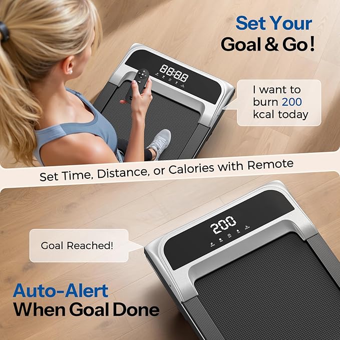 Niceday Walking Pad Treadmill with 10% Auto Incline, 400lbs Capacity, Under Desk Treadmill for Home Office, 16.5" Widened Running Belt, 3HP Super Quiet Brushless, Magnetic Remote & Preset Goals