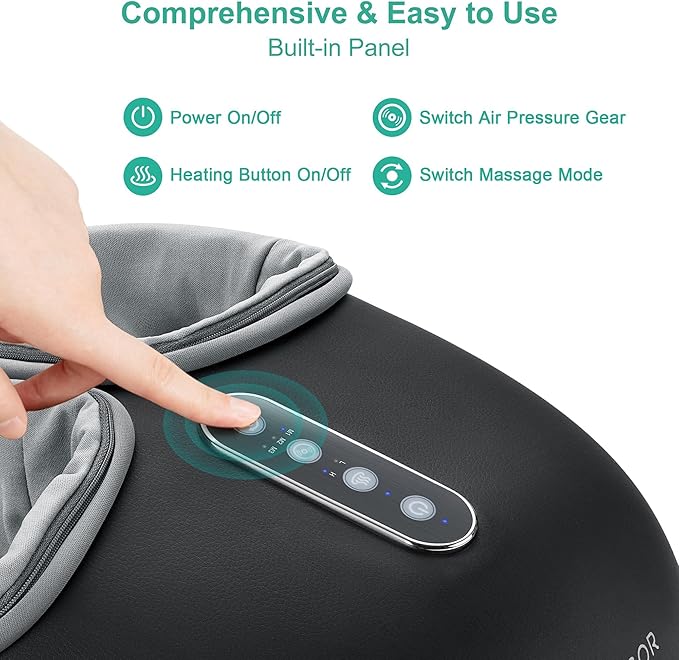 Medcursor Foot Massager with Heat - Shiatsu Feet Massage Machine Delivers Relief for Tired Muscles & Plantar, Deep Kneading Therapy, Multi-Level Settings for Home, Office Use, Size up to 13"