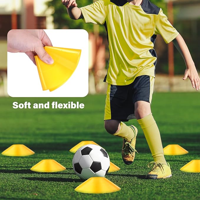 Agility Hurdles Training Equipment - 10 Speed Hurdles and 10 Soccer Cones with Carrying Bag for Soccer, Football, and Track Drills, Ideal for Athletes Speed and Agility Training (Yellow)