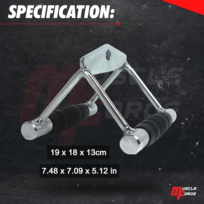 Double D Handle Cable Attachment – V Bar Attachment for LAT Pulldown, Tricep & Rows – Cable Machine Attachments with Non-Slip Rubber Grip – Chrome, Heavy Duty 880lbs Capacity