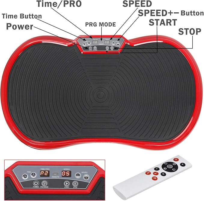 JupiterForce Vibration Platform Exercise Training Machines with 1 Remote Control, 2 Loop Bands and Bluetooth,Whole Body Gyms Workout Vibration Equipment, Fitness Platform for Weight Loss, Red