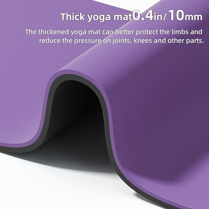 Yoga Mat Thick(10mm) Exercise Mat Non Slip Anti-tear,72"x35" Extra Large Pilates Mats for Home Workouts, Gym & Floor Stretching with Carrier Strap