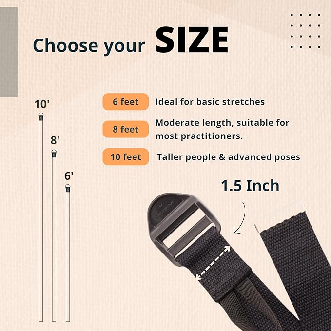 Everyday Yoga Super Strong Strap, Quiet Cinch Buckle, Stretching & Physical Therapy Fitness, Improve Flexibility
