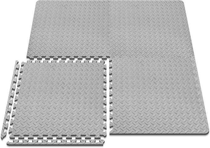 BEAUTYOVO Puzzle Exercise Mat with 12/24/48 Tiles Interlocking Foam Gym Mats, 24'' x 24'' EVA Foam Floor Tiles, Protective Flooring Mats for Gym Equipment