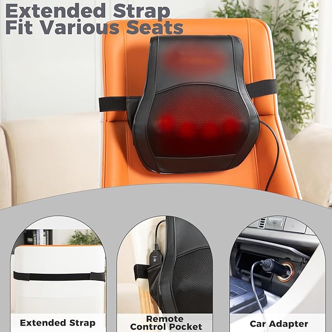 Neck and Back Massager for Pain Relief Deep Tissue with Heat, Shiatsu Shoulder Massager with Bi-Directional Rotating Head for Neck, Back, Shoulders, and Legs