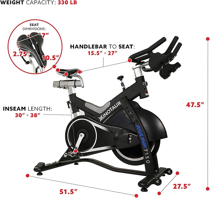 Sunny Health & Fitness Stationary Exercise Bike Machine w/ Adjustable Cushion Seat & Multi-Grip Handlebar, Indoor Cycling Equipment for Home Cardio Training, Optional Magnetic or Friction Resistance