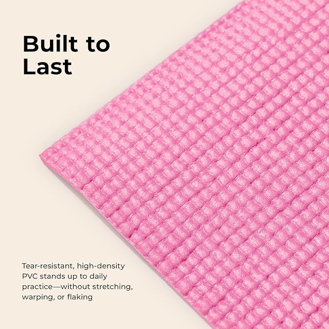 Sunny Health & Fitness Non-Slip Yoga Mat – Durable, Anti-Tear, Lightweight, Cushioned Support for Yoga, Pilates, Stretching Exercises, Meditation and Floor Workouts | Multiple Sizes & Colors