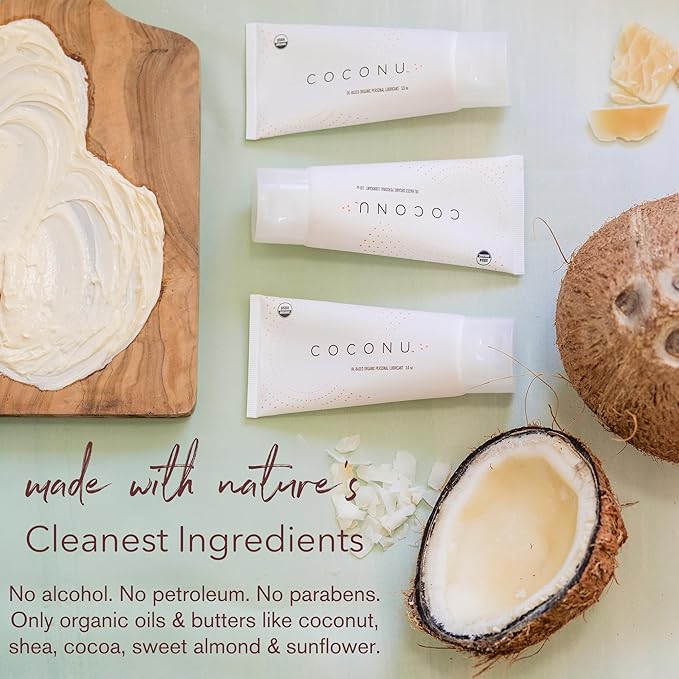 Coconu Organic Coconut Massage Oil for Couples - Edible Body Oil Safe for Sensitive Skin | Date Night Massage | Unscented | USDA Certified Organic | Made in USA | 3 oz
