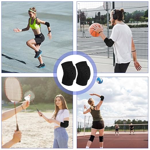 1 Pair Volleyball Elbow Pads, Arm Brace Pads Elbow Protector Strap Support Fitness Arm Protector Compression Breathable with Padded for Men and Women (Black, S, Suitable weight:110-176lb)