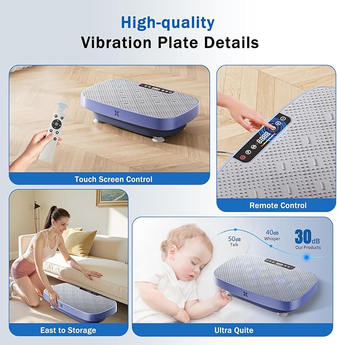 Vibration Plate Exercise Machine, Vibrating Plate for Lymphatic Drainage, Shake Plate Whole Body Waver Vibration Plate Platform, Fitness Equipment for Weight Loss Fat Burner for Women Men