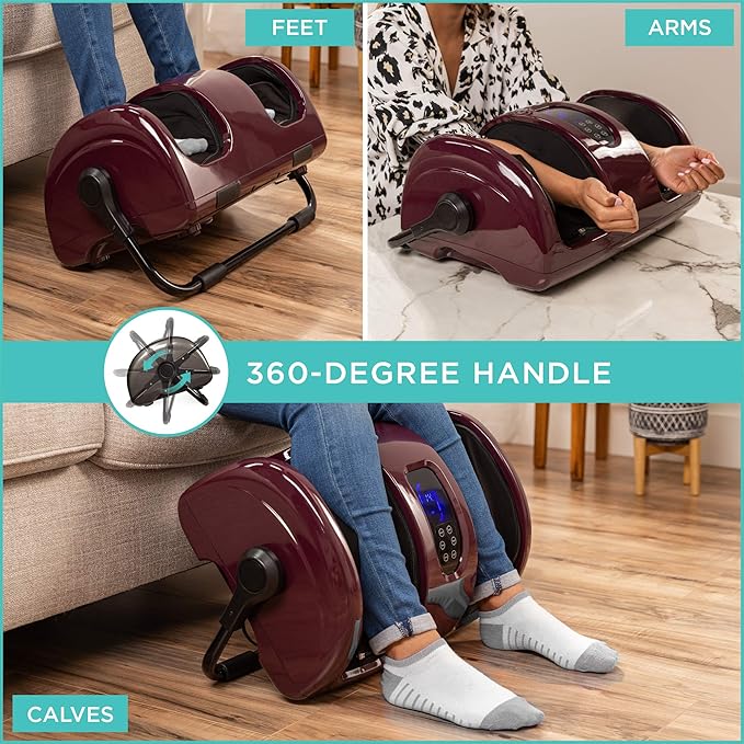 Best Choice Products Heated Shiatsu Foot Massager for Pain Relief, Plantar Fasciitis, Neuropathy, Blood Circulation w/Compact Design - Burgundy
