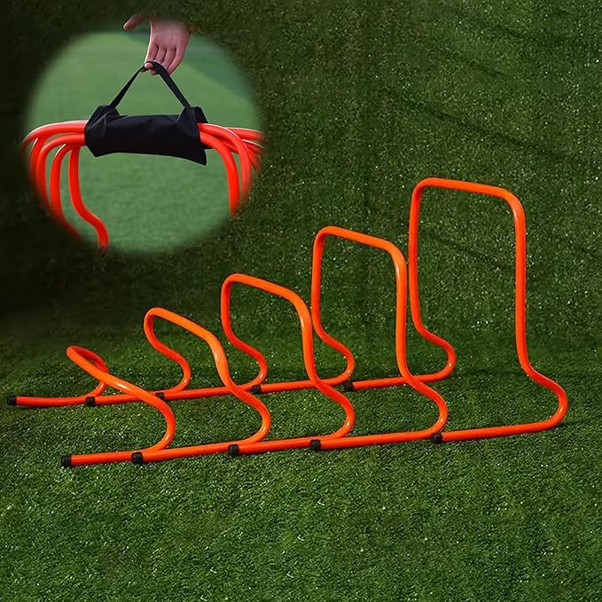 Soccer Training Agility Hurdles, 5 Pack Different Height Mini Speed Hurdles with Carry Strap, Portable Workout Jumping Hurdles Obstacles Bar