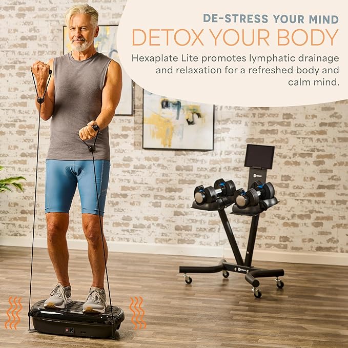 Lifepro HexaPlate Lite Vibration Plate Exercise Machine with Magnetic Acupoints - Full Body Vibration Platform for Beginners and Recovery - Lymphatic Drainage Massager for Muscle Toning and Fitness