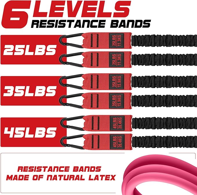 Pilates Bar Kit with Resistance Bands for Working Out, 210lbs Heavy Resistance Bands with Handles, Pilates Equipment with Resistance Band Bar for Men Women, Home Gym Full Body Workout Equipment