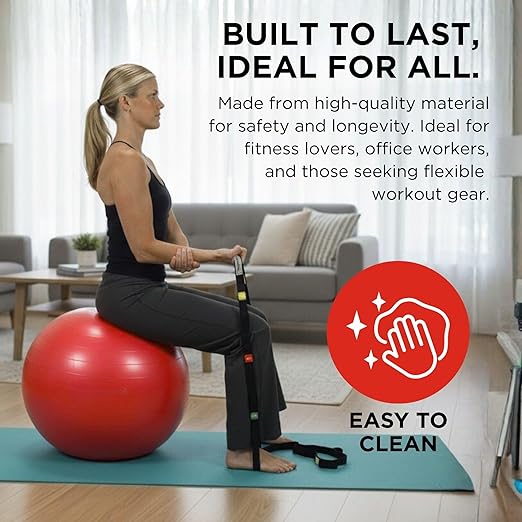 THERABAND Exercise Ball, Stability Ball with 55 cm Diameter for Athletes 5'1" to 5'6" Tall, Standard Fitness Ball for Posture, Balance, Yoga, Pilates, Core, & Rehab, Red