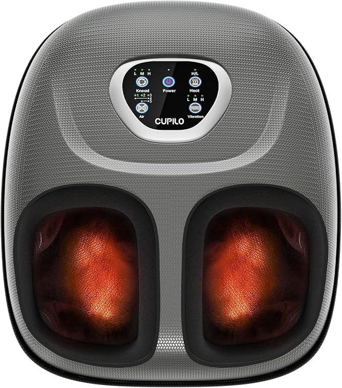 Foot Massager with Heat, FSA Eligible HSA Shiatsu Foot Massager Machine for Plantar Fasciitis, Adjustable Vibration & Pressure for Neuropathy Pain, Women Men Gifts, Fits Up to 12"(Gray)