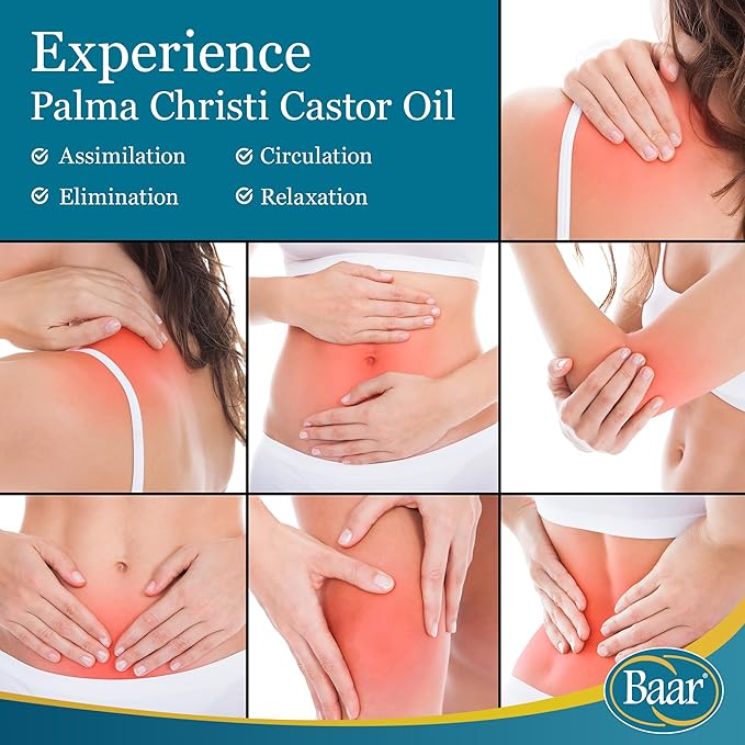 Baar Cold-Pressed Castor Oil, Cold-Processed, Hexane-Free, Palma Christi, for Skin, Hair, Massage & Castor Oil Packs, BPA-Free Bottle, 8 oz.