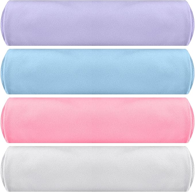 Breling 4 Pack 72" x 24" Hot Yoga Towel Non Slip Microfiber Mat Towel Sweat Absorbent Soft Pilates Mat Essentials for Hot Yoga Pilates Exercise(Purple, Pink, Blue, White)