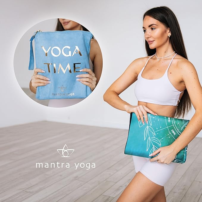 Mantra Yoga Travel PRO 1.5mm with Knee Pad - Foldable Fitness & Exercise Mat with Bag | Lightweight, Compact & Eco-Friendly | Non-Slip & Washable | For All Types of Yoga | 72" L x 24" W | 2.6 lbs