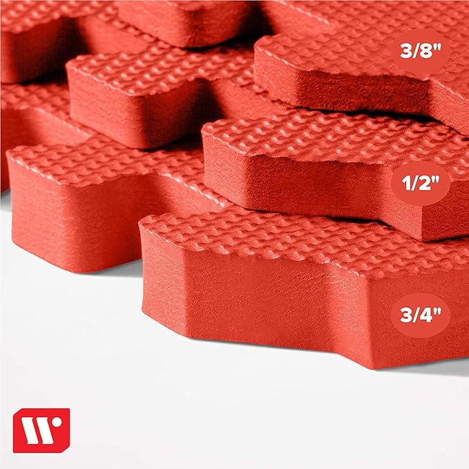 We Sell Mats 3/8" Thick Multipurpose EVA Foam Exercise Floor Mat, Interlocking Tiles, Anti-Fatigue for Home or Gym
